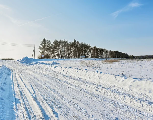 Route Hivernale Enneigée Vers Moscou — Photo