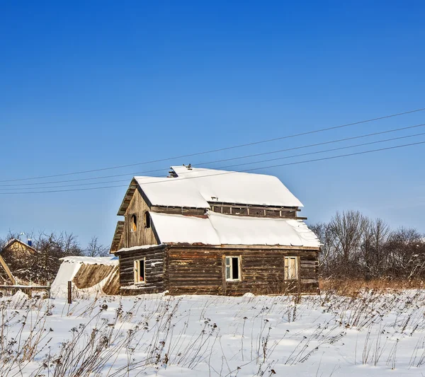 Altes Verlassenes Bauernhaus Frostigen Winter — Stockfoto