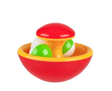 Beyaz bir arka plan üzerinde izole oyuncak renkli bebek çıngırağı