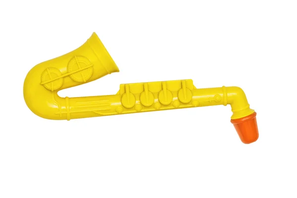 Желтая Флейта Игрушка Детей Изолированная Белом — стоковое фото