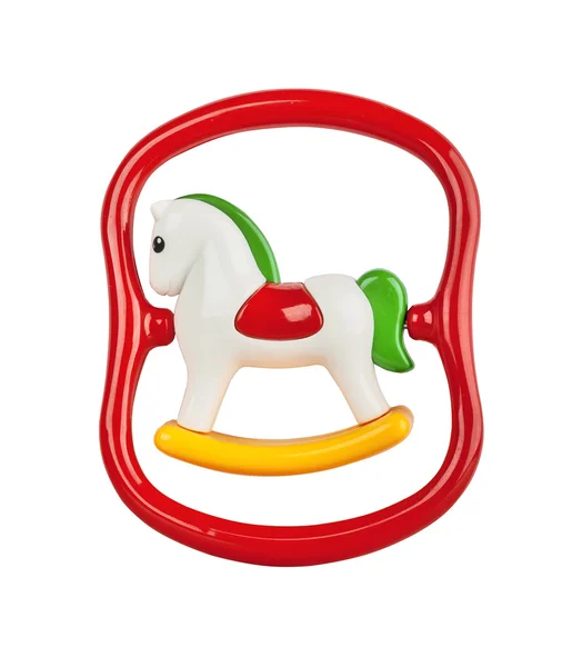 Brinquedo Colorido Bebê Chocalho Isolado Fundo Branco — Fotografia de Stock