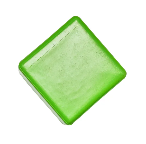 Hračka, barevná zelená plastová kostka — Stock fotografie