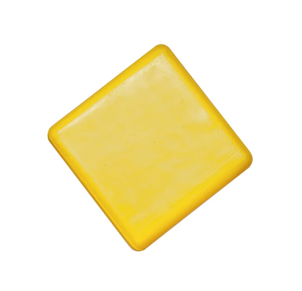 Toy, colorful yellow plastic cube — Stock Photo, Image