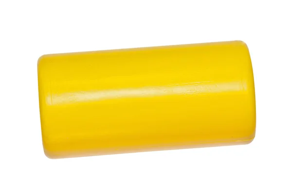 Toy, colorful yellow plastic cylinder — Stock Photo, Image