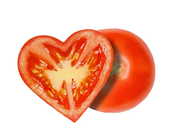 Die Hälfte der Tomaten in Herzform — Stockfoto
