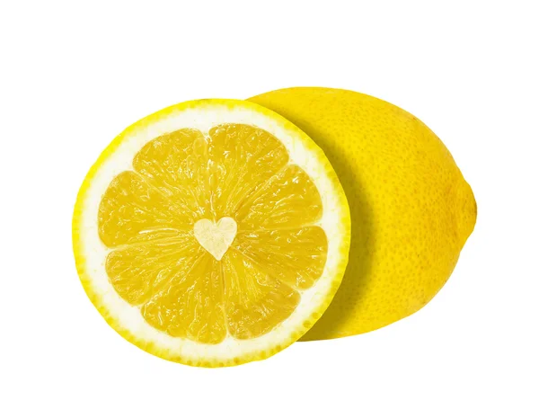 La metà del limone nella forma di cuore — Foto Stock