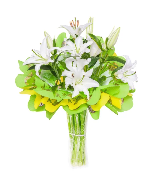Прекрасно оформленный букет белых лилий — стоковое фото