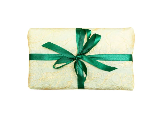 Gift Wrapped Crumpled Paper Bow Isolated White — Stock Photo, Image