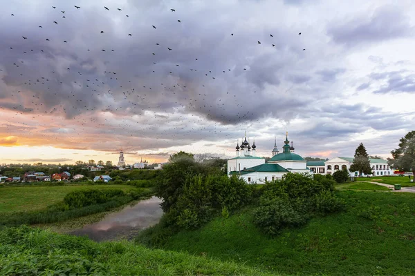 Suzdal Óblast Vladimir Rusia Julio 2020 Puesta Sol Río Kamenka — Foto de Stock