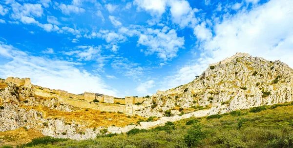 Acrocorinth Upper Corinth Acropolis Ancient Corinth Monolithic Rock Overseeing Ancient — Stock Photo, Image