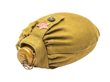 Ordu şişesi rozetli bir Orak ve çekiç bir kırmızı yıldız