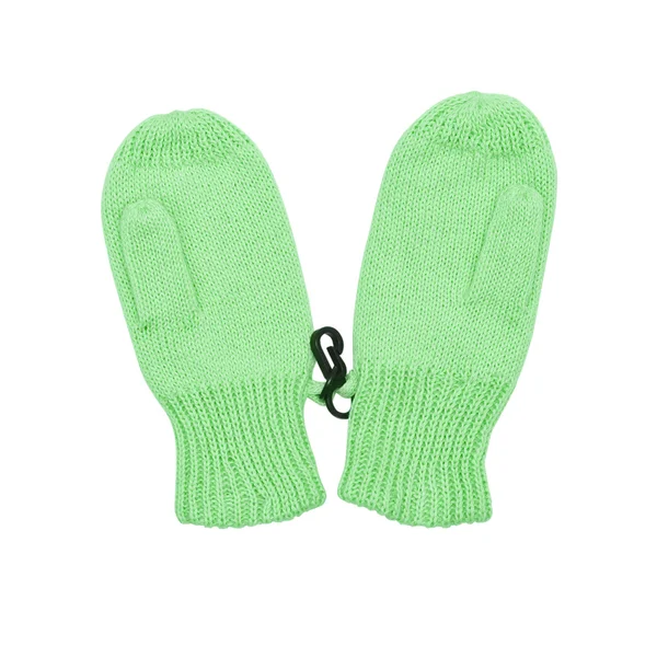 Small green mittens for baby on the white — Stock Photo, Image