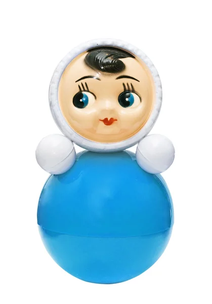Brilhante azul roly-poli brinquedo no branco — Fotografia de Stock