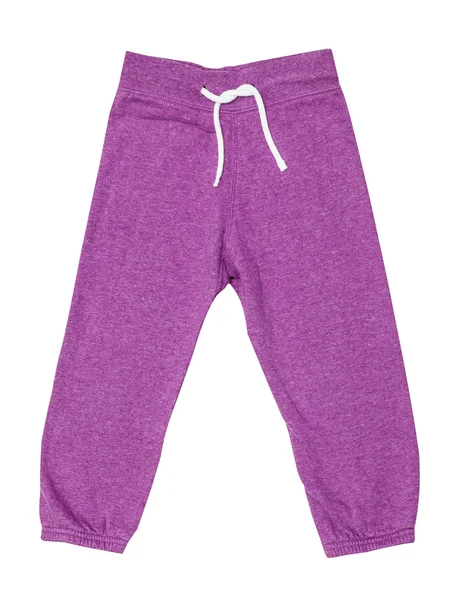 Pantalón deportivo infantil lila con corbatas aisladas en el blanco — Foto de Stock