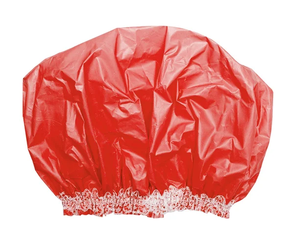 Bright red shower cap on the white — Stock Photo, Image