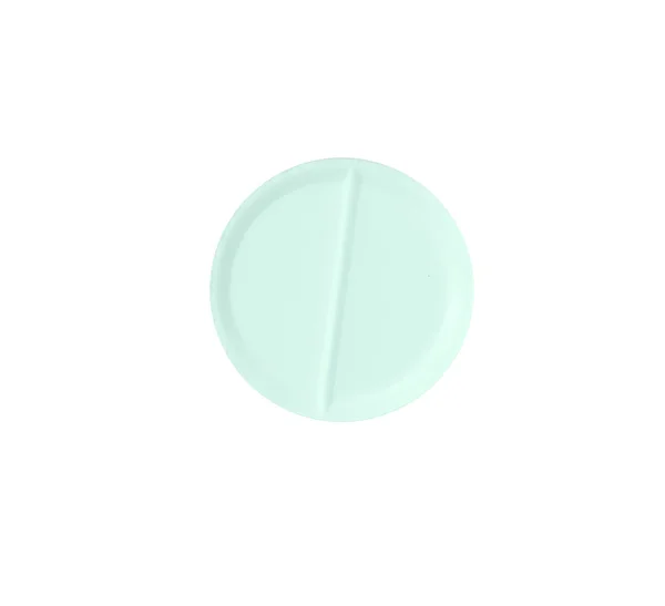 Comprimido de pílula médica macro-verde isolado em branco — Fotografia de Stock