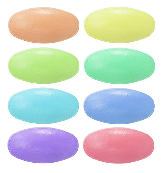 Zestaw wielu kolorowych medycznych pill tabletki na białym tle — Zdjęcie stockowe