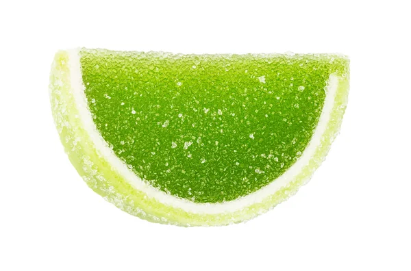 Jalea de fruta verde, segmentos aislados en el blanco — Foto de Stock