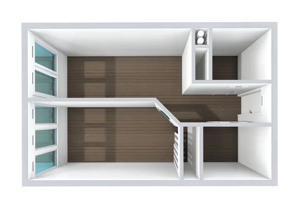 3D rendering. Model of the one-room apartment — Stock Photo, Image