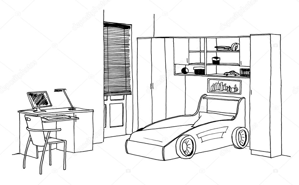 Children S Kids Room Graphical Sketch Stock Photo