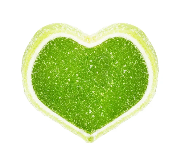 Cuore marmeladny verde, da gelatina di frutto — Foto Stock