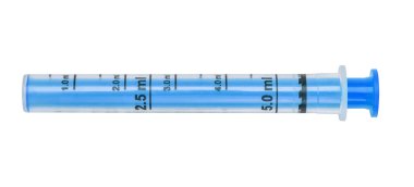 Şırınga, mavi tüp dağıtımı için ölçülen