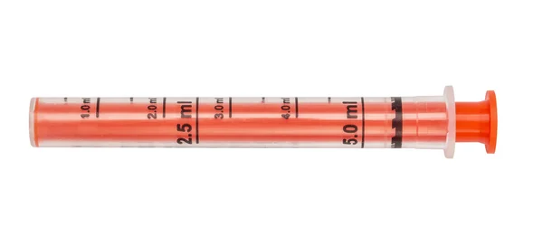 Siringa, tubo arancione misurato — Foto Stock