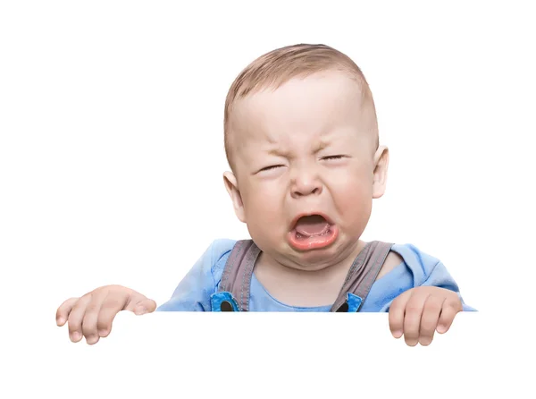 Crying boy, on  white background — Stock Photo, Image
