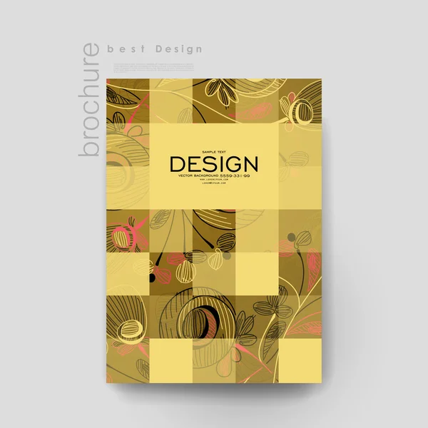 Modelo de brochura vetorial ornamento floral. Layout do folheto — Vetor de Stock