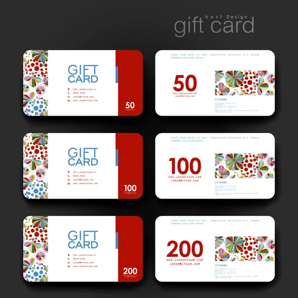 Coupon cadeau, modèle de carte de réduction avec fond d'ornement floral — Image vectorielle