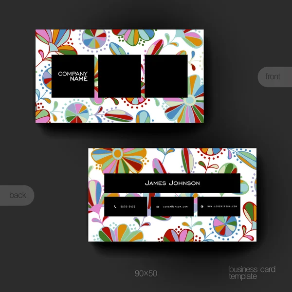 Modèle vectoriel de carte de visite avec décor floral — Image vectorielle
