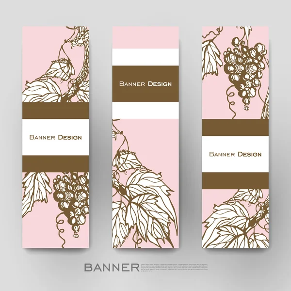 Mooie banner vector sjabloon met druiven sieraad achtergrond — Stockvector