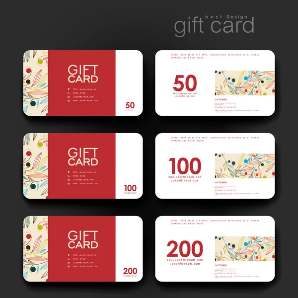 Gift coupon, discount card template with floral ornament background ⬇