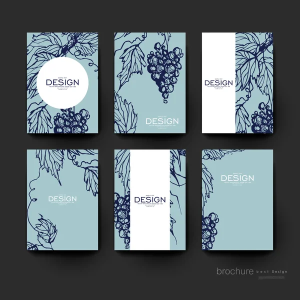 Druiven ornament vector brochure sjabloon. Flyer lay-out — Stockvector