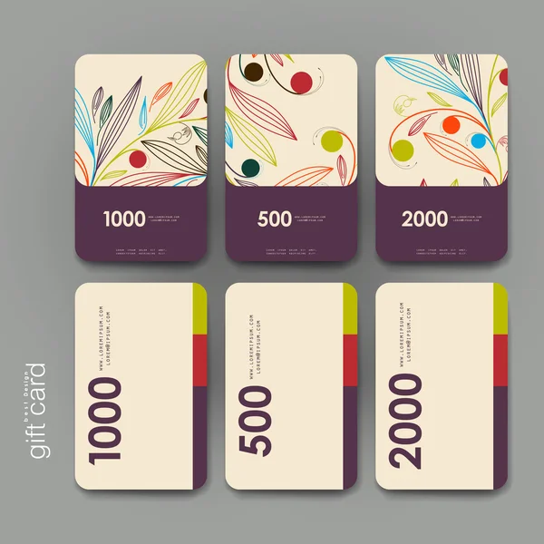 Coupon cadeau, modèle de carte de réduction avec fond d'ornement floral — Image vectorielle