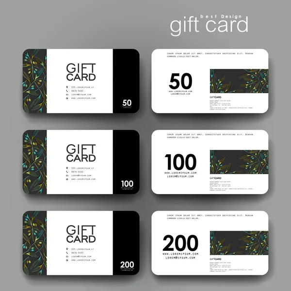 Gift coupon, discount card template with floral ornament background ⬇