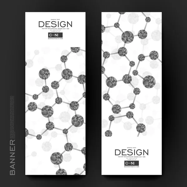 美丽的旗帜矢量模板与 Dna 分子背景 — 图库矢量图片