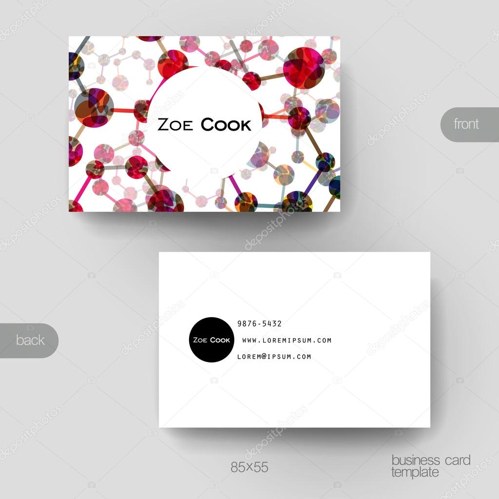 Business card vector template with DNA molecule background