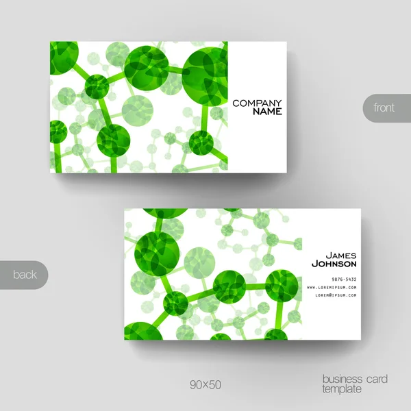 Business card vector template with DNA molecule background — Stock Vector
