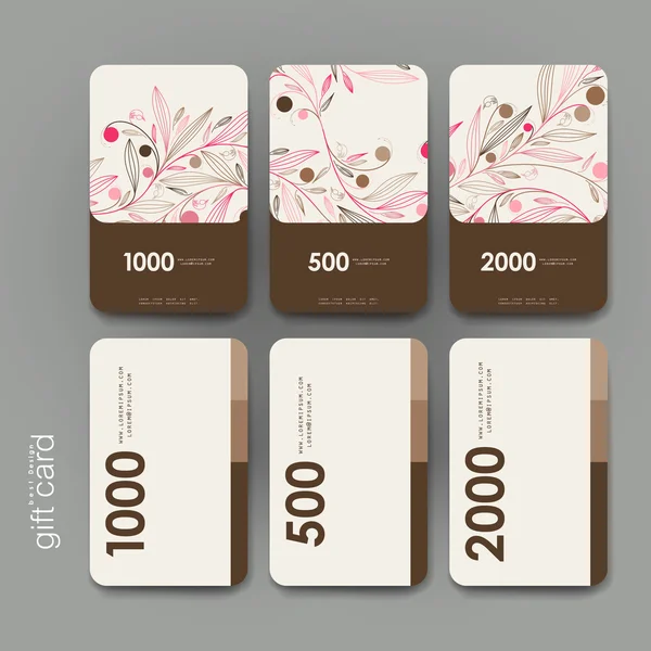 Coupon cadeau, modèle de carte de réduction avec fond abstrait floral — Image vectorielle