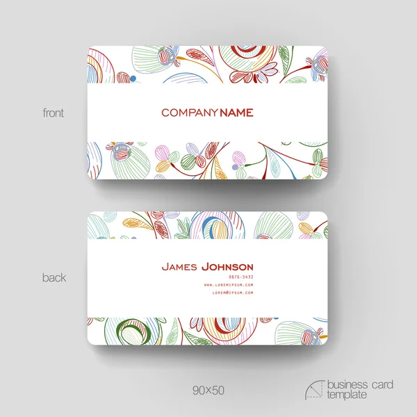 Tarjeta de visita vector plantilla con fondo abstracto floral — Vector de stock