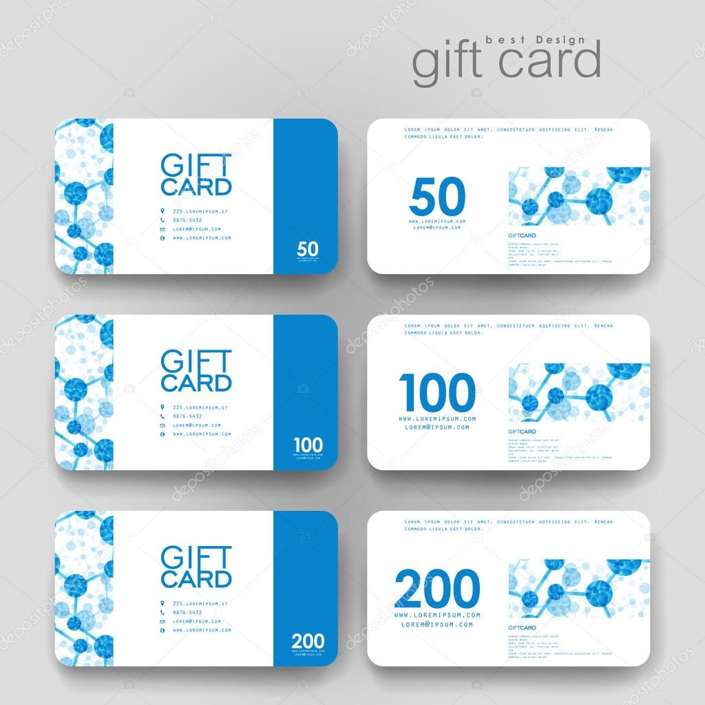 Gift coupon, discount card template with DNA molecule background