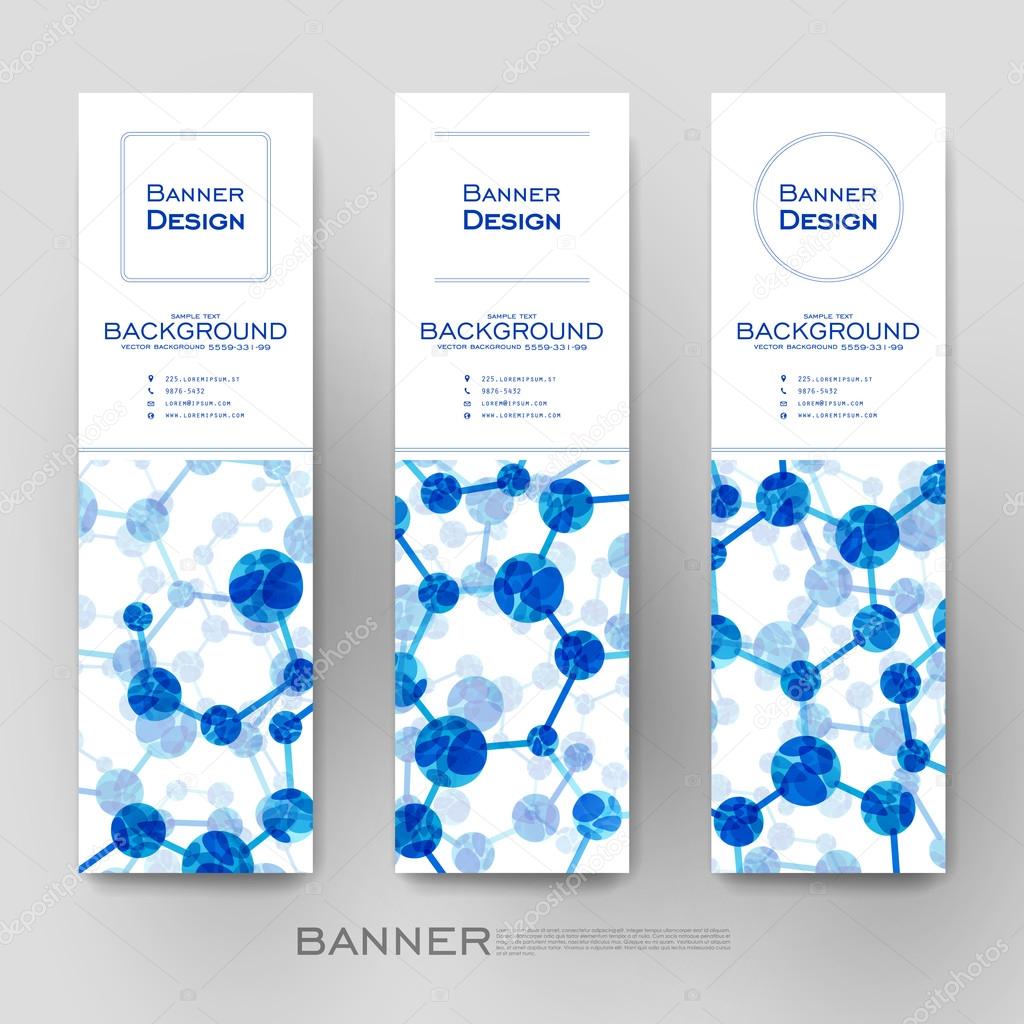 Beautiful banner vector template with DNA molecule background