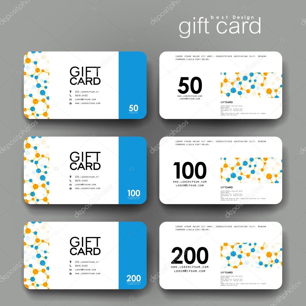 Gift coupon, discount card template with DNA molecule background