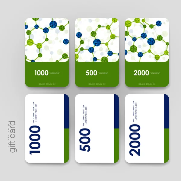购物礼券，折扣卡模板与 Dna 分子背景 — 图库矢量图片