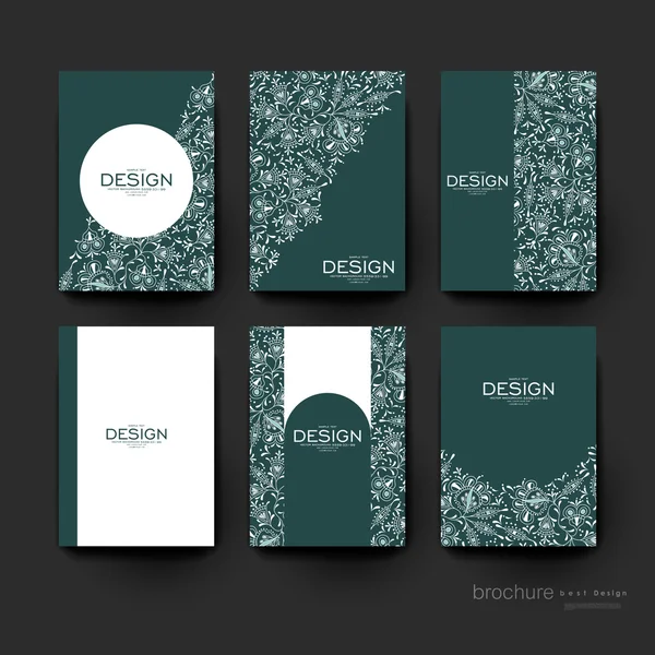 Modèle de brochure vectoriel ornement floral. Mise en page du dépliant — Image vectorielle