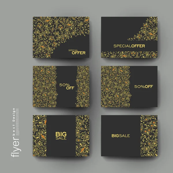 Modelo de brochura vetorial ornamento floral. Layout do folheto — Vetor de Stock