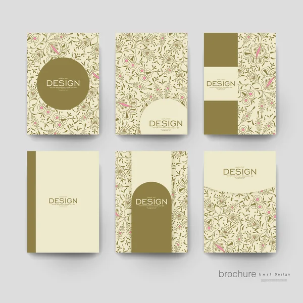 Modèle de brochure vectoriel ornement floral. Mise en page du dépliant — Image vectorielle