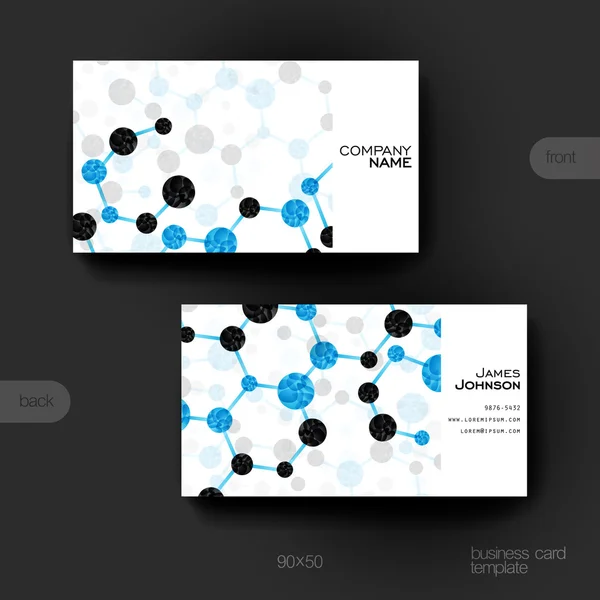 Visitenkartenvektorvorlage mit dna-Molekül-Hintergrund — Stockvektor