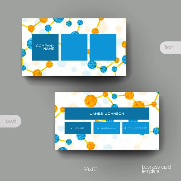 Modelo de vetor de cartão de visita com fundo de molécula de DNA — Vetor de Stock